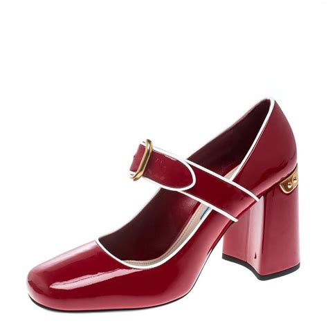 prada red ribbon pump|Red Patent leather pumps .